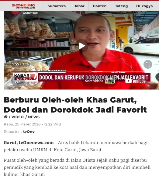 Liputan tvOne News: Berburu Oleh-oleh Khas Garut, Dodol dan Dorokdok Jadi Favorit