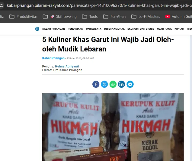 Liputan Kabar Priangan: 5 Kuliner Khas Garut Ini Wajib Jadi Oleh-oleh Mudik Lebaran